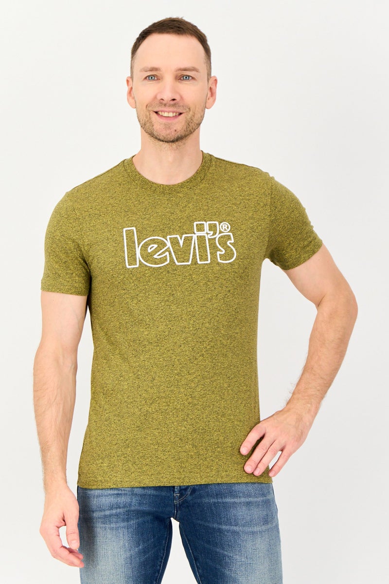 Levi's تي شيرت رجالي بأكمام قصيرة وياقة دائرية بشعار العلامة التجارية، زيتوني - Image 1