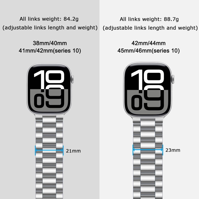 Tasikar Band Compatible with Apple Watch Band 42mm (Series 10/11) 41mm 40mm 38mm Premium Stainless Steel Metal Replacement Strap Compatible with iWatch SE Series 11 10 9 8 7 6 5 4 3 2 1, Silver - Image 2