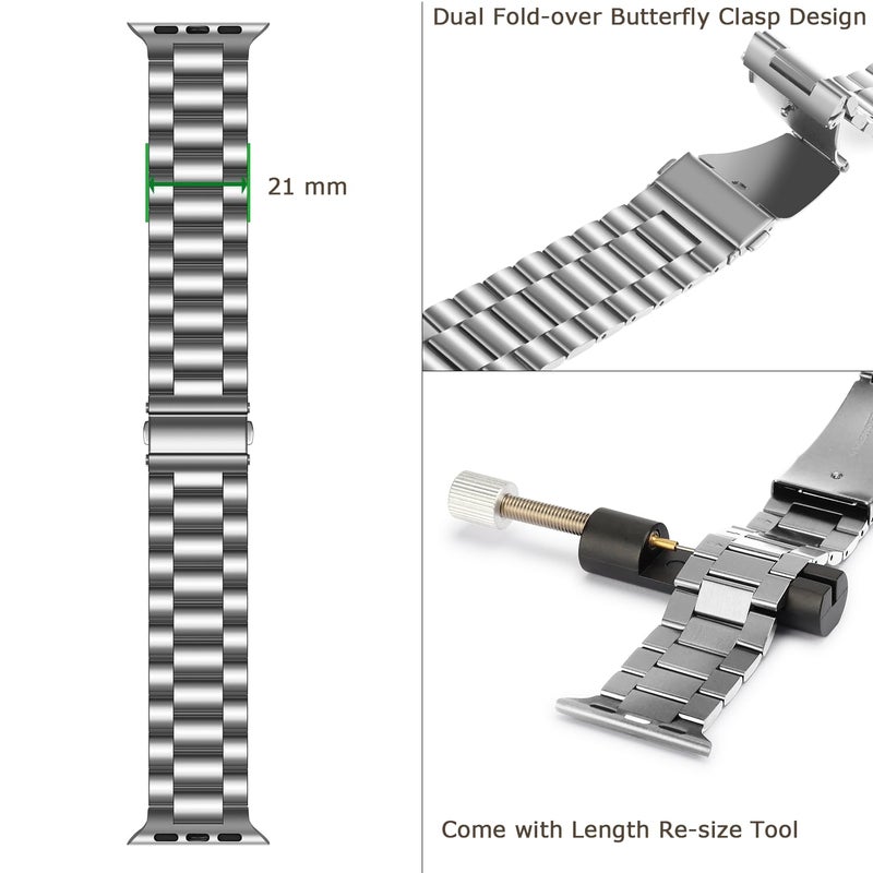 Tasikar Band Compatible with Apple Watch Band 42mm (Series 10/11) 41mm 40mm 38mm Premium Stainless Steel Metal Replacement Strap Compatible with iWatch SE Series 11 10 9 8 7 6 5 4 3 2 1, Silver - Image 5
