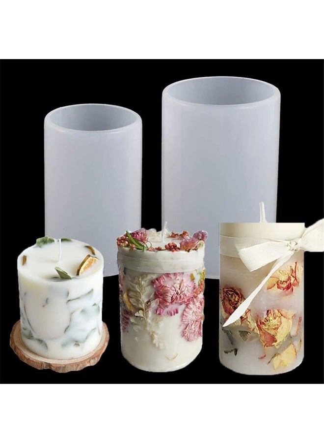 EVERELAM 4 Pack Cylinder Mold Pillar Candle Mold Bottle Candle Mold 3D Mold Flower Candle Mold Silicone Mold for Resin Cake Mold Clay Resin Making Molds Candle Making Molds Craft Supplies - Image 3