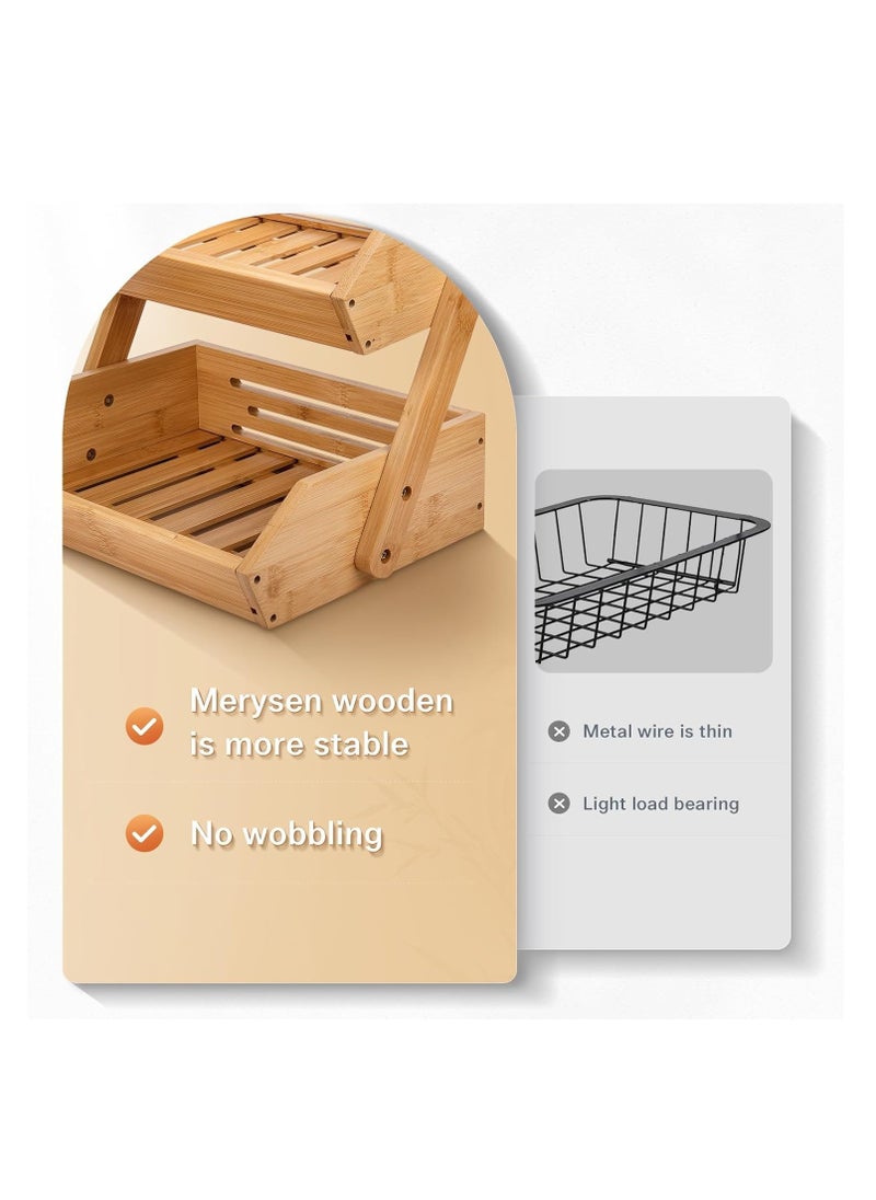 TRASSLE Fruit Basket For Kitchen- Bamboo Fruit and Vegetable Storage Bowl Stand For Kitchen Countertop, Produce Basket Fruit Holder for Potato, Onion, Bread, Snack Storage  - Image 3