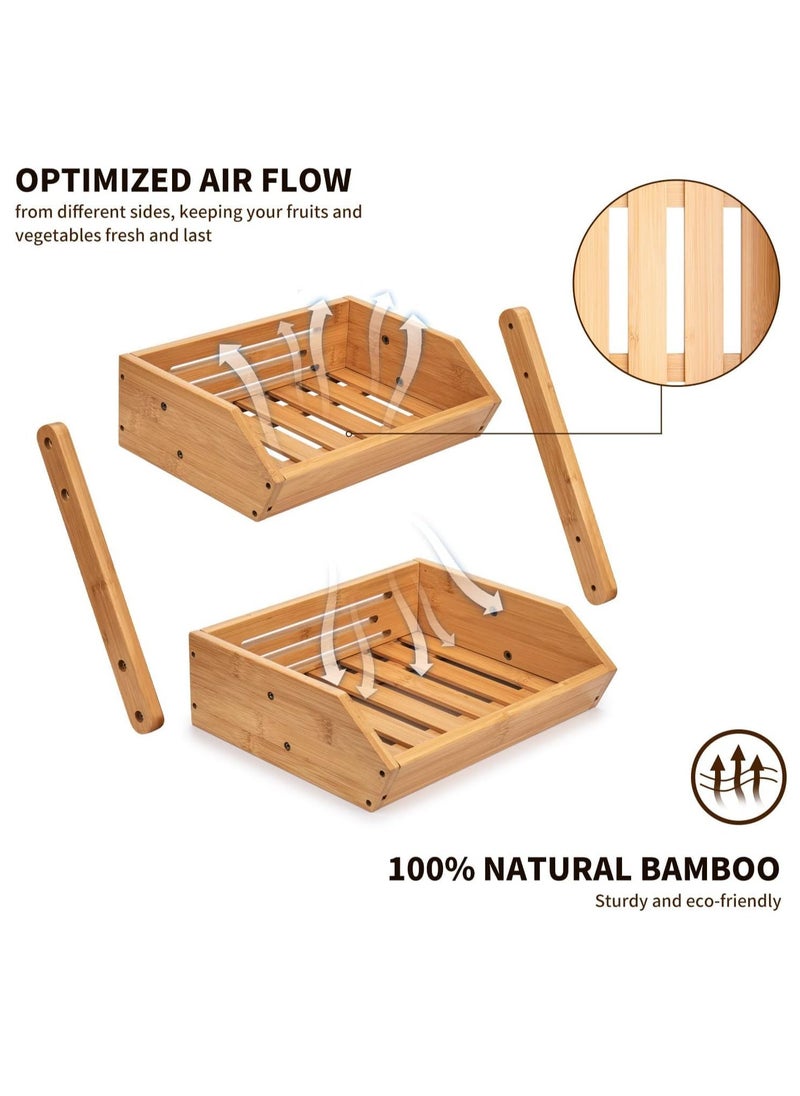 TRASSLE Fruit Basket For Kitchen- Bamboo Fruit and Vegetable Storage Bowl Stand For Kitchen Countertop, Produce Basket Fruit Holder for Potato, Onion, Bread, Snack Storage  - Image 4