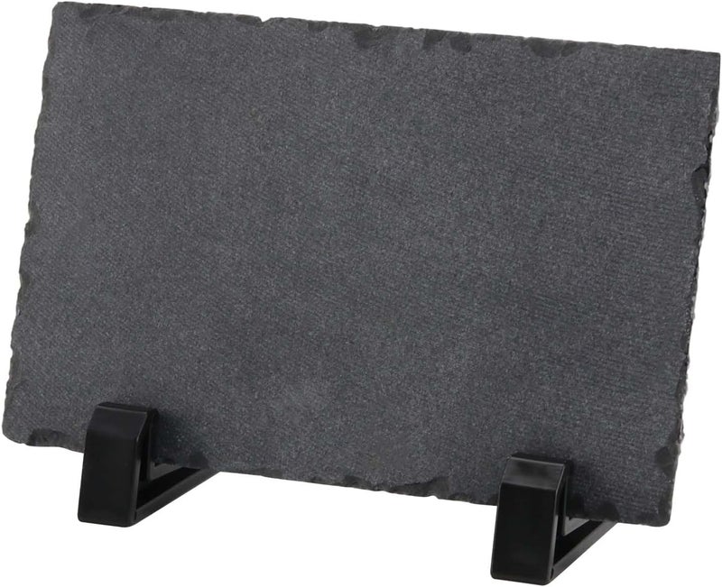 JAPCHET 6 Pack Sublimation Slate Blanks 2 Size Heat Transfer Rectangular Sublimation Photo Slate with Display Holder Personalized Rock Slate Photo Plaque for Desktop Souvenir DIY Personalized Gift - Image 3