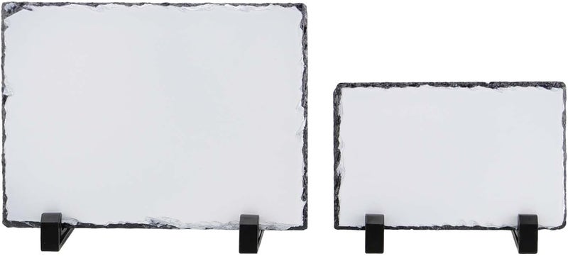 JAPCHET 6 Pack Sublimation Slate Blanks 2 Size Heat Transfer Rectangular Sublimation Photo Slate with Display Holder Personalized Rock Slate Photo Plaque for Desktop Souvenir DIY Personalized Gift - Image 5