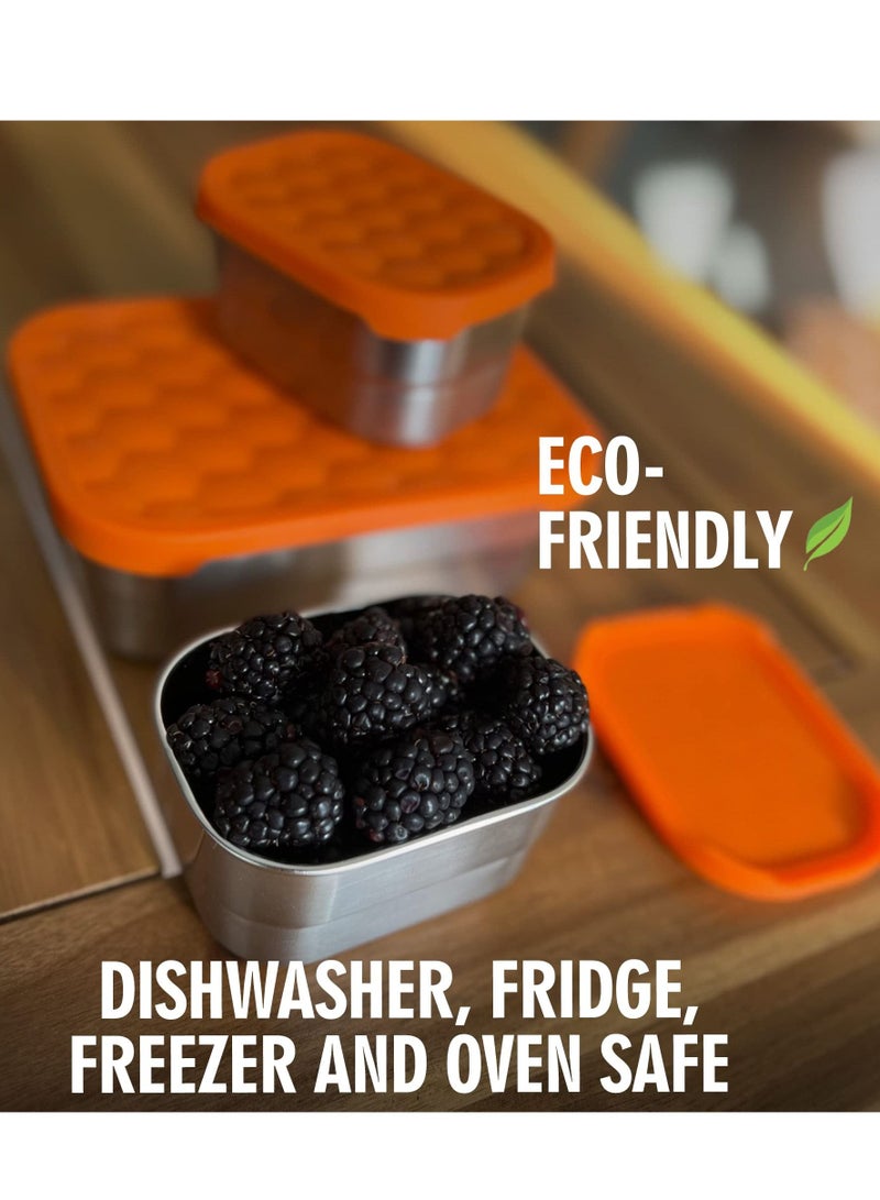 واي آند دي Stainless Steel Food Containers with Lids Set of 3 (24.34 oz, 8 oz) - Metal Snack Container for Kids, Lunch Box Silicone Sandwich Containers-Premium Leakproof Bento Storage - Image 2