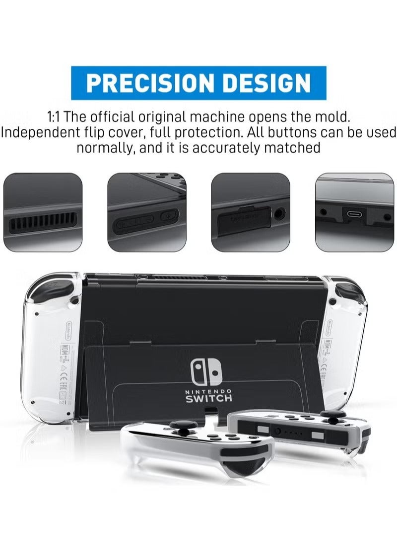 Crystal Clear Protective Case Compatible with Nintendo Switch OLED PC Material Shockproof and Scratchproof with Stand Function Cover - Image 2