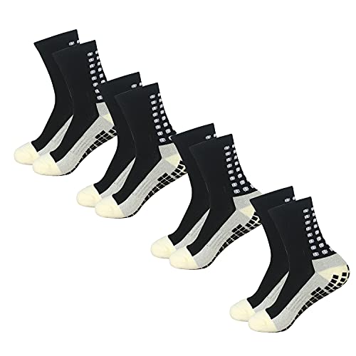 Yufree 4 Pairs Mens Grip Soccer Socks Non Slip Grippy Women Socks for Football Basketball Sports - Image 1