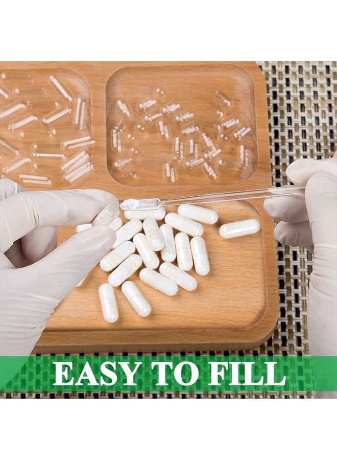 wananfu Size 00 Empty Capsules Vegetarian (100 Count) Bundle with Micro Lab Spoon, Clear Fillable Veggie Pill Capsules 00 for Making Your Own Supplements - Image 3