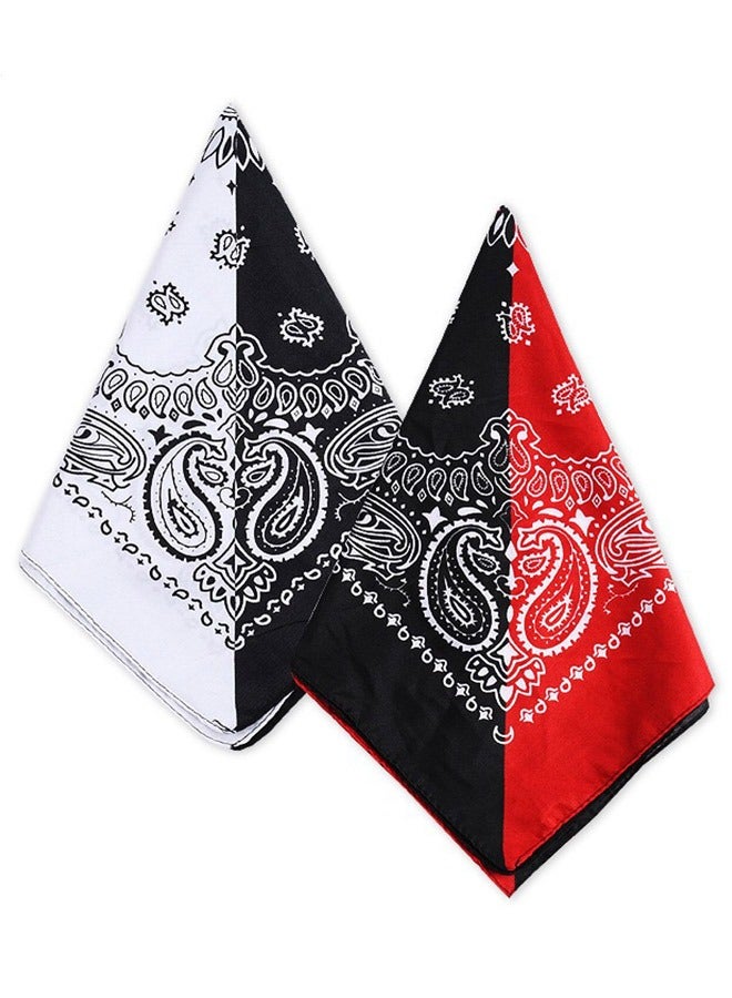 2 Piece Cotton Hip Hop Double Bug Cashew Flower Square Towel Breathable Sweat Street Dance Printed Headscarf  54x54cm - Image 1
