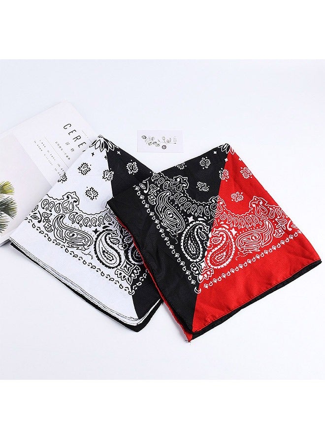 2 Piece Cotton Hip Hop Double Bug Cashew Flower Square Towel Breathable Sweat Street Dance Printed Headscarf  54x54cm - Image 2