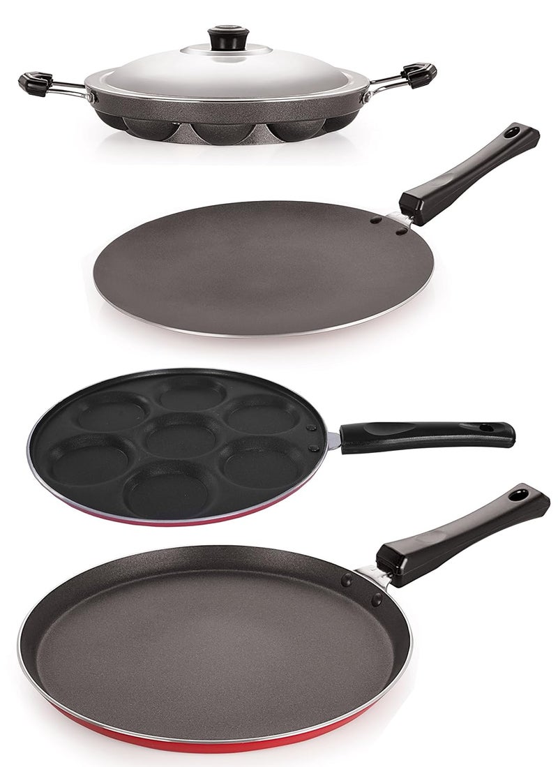 Nirlon NonStick Aluminium Tawas and Taper Pan Combo Kitchen Cooking Item Set - Image 1