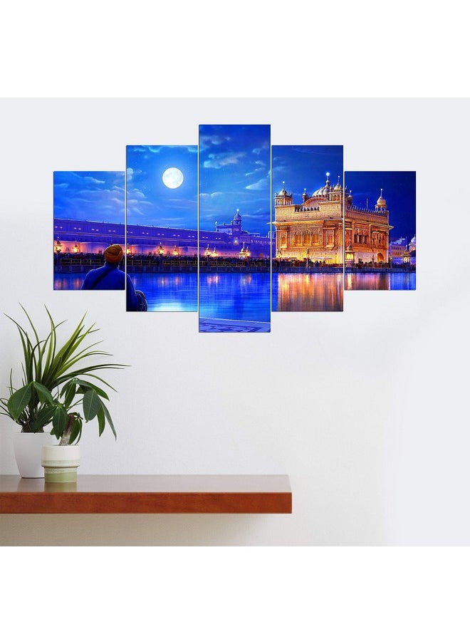 KARTIK KARTIK™ Digital Golden Temple Print 5 Panel Wall Decor Wall Art Wooden Painting Wallpapers for Home, Office & Gift (30 x 17.5 Inches)  - Image 2