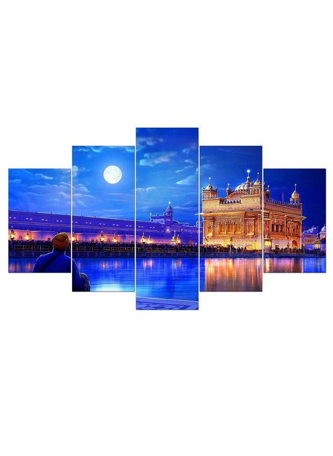 KARTIK KARTIK™ Digital Golden Temple Print 5 Panel Wall Decor Wall Art Wooden Painting Wallpapers for Home, Office & Gift (30 x 17.5 Inches)  - Image 1