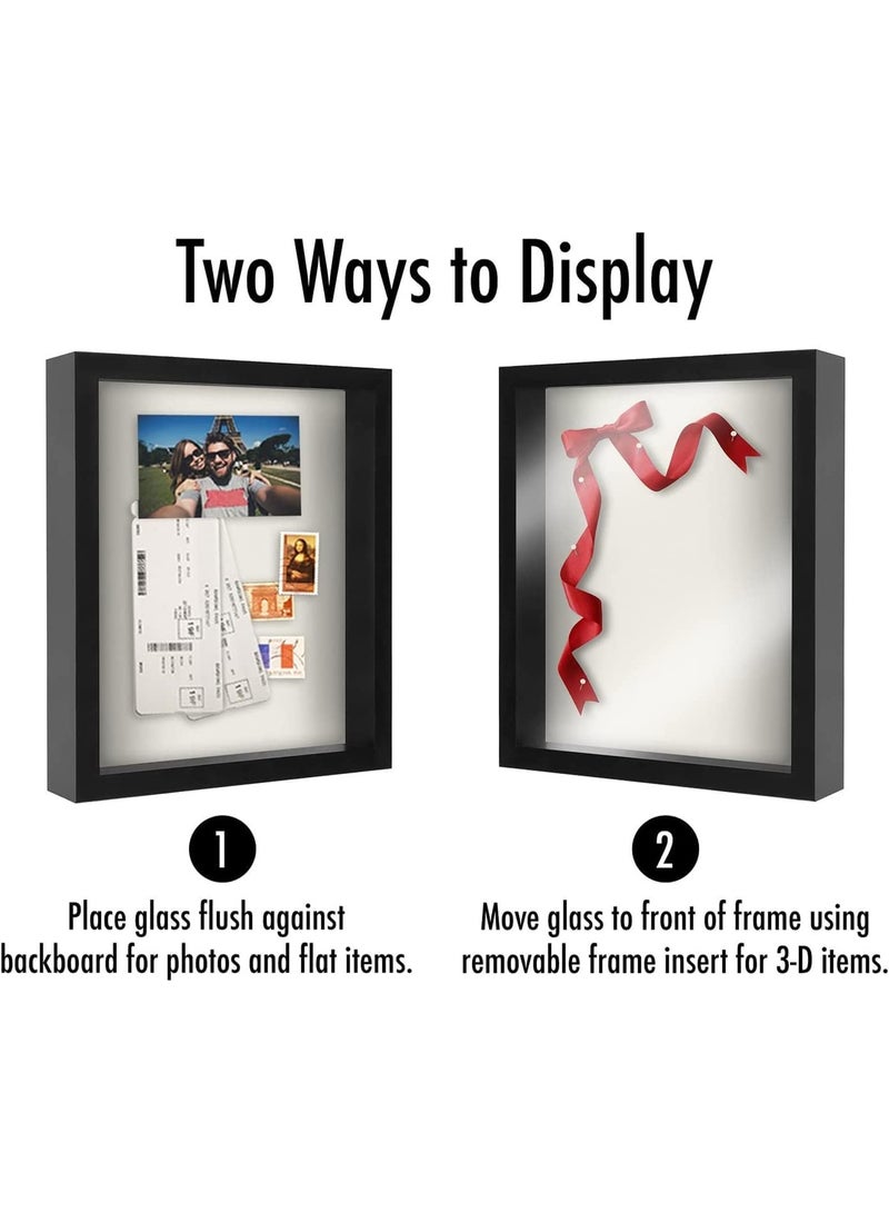 29.7 * 42 Shadow Box Frame in Black with Soft Linen Back - Composite Wood with Polished Glass for Wall and Tabletop - Image 3