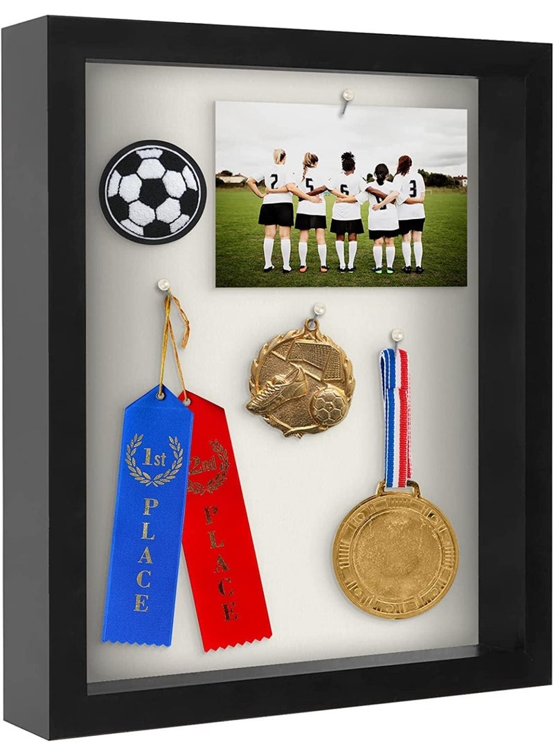 29.7 * 42 Shadow Box Frame in Black with Soft Linen Back - Composite Wood with Polished Glass for Wall and Tabletop - Image 1