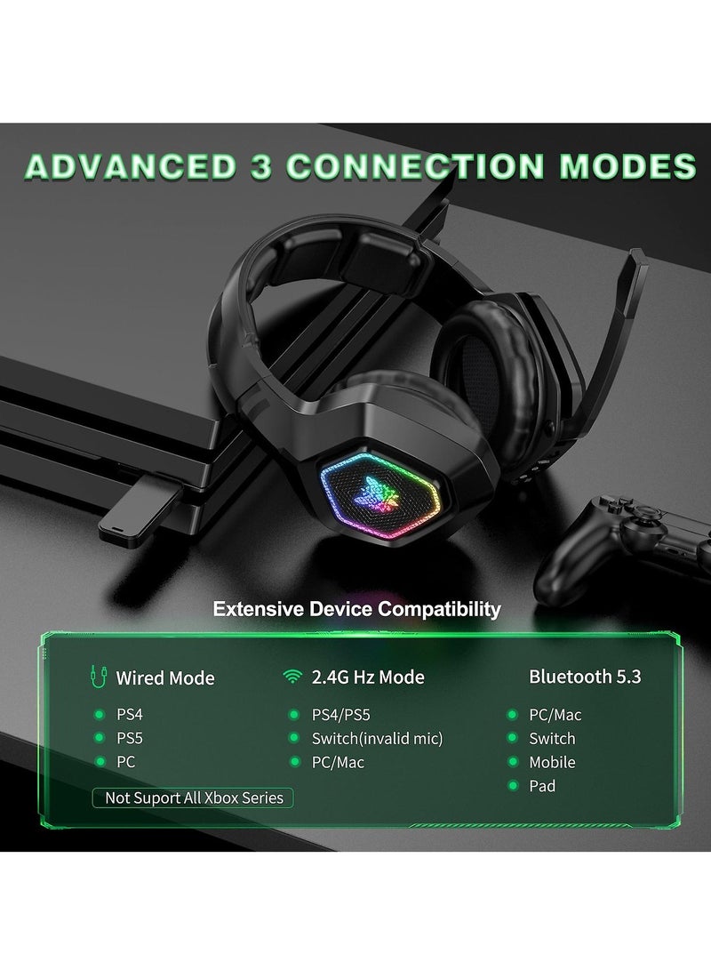 أونيكوما ONIKUMA B100 2.4G سماعة رأس لاسلكية بلوتوث 5.3 سلكية فوق الأذن RGB Light سماعة رأس للألعاب الرياضية الإلكترونية - Image 2
