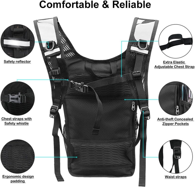 Mothybot Hydration Backpack Pack, Water Backpack 20L Capacities Included 2L Hydration Bladder, Festival Essential - Rave Hydration Pack Hydropack Hydro for Hiking, Running, Biking, Festival Gear - Image 4