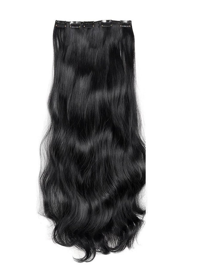 Sankrityayan Hair Extensions 18-22 Inch Long Curly Black Thick 5 BB Clip Extension with Double Weft Hairpieces (1B Curly) - Image 1