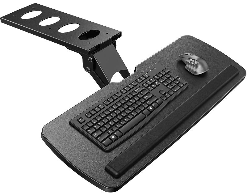 HUANUO Keyboard Tray Under Desk, 360 Adjustable Ergonomic Sliding Keyboard & Mouse Tray, Under Desk Keyboard Tray Slide Out, Keyboard Holder Under Desk for Typing in Home, Office Work, 25"W x 9.84"D - Image 1