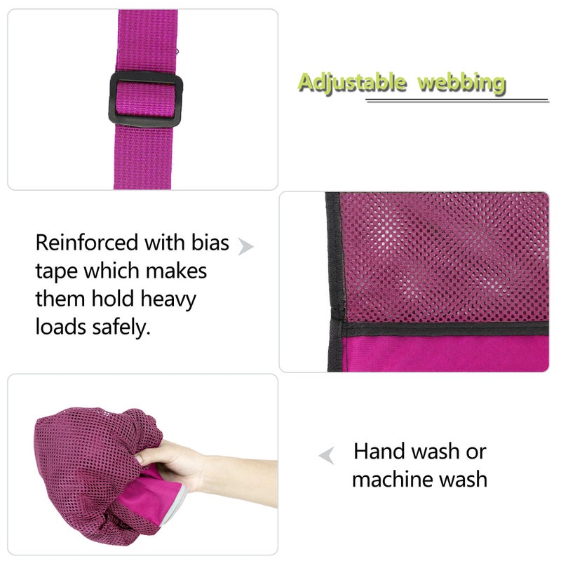 BeeGreen Mesh Drawstring Bag Swim Backpack for Beach Pool Sports Gym Draw String Cinch Bags for Swimming Soccer Basketball Gear Rose Red - Image 5