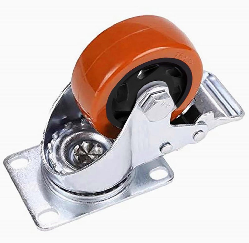 Krevia 4 inches Caster Shopping Trolley and Cart Wheels | Heavy Duty Weight Bearer ball bearing Roller Friction Free Smooth Table wheels | Wooden Chair Wheels | with Wheel With Break (Set of 4) - Image 4