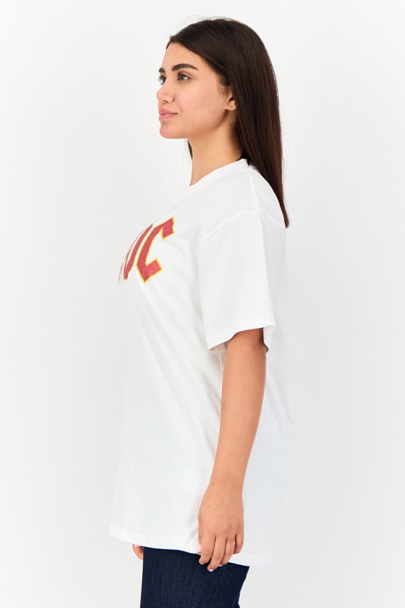 AC/DC Women Oversized Fit Round Neck Short Sleeve Brand Logo T-Shirt, White - Image 2