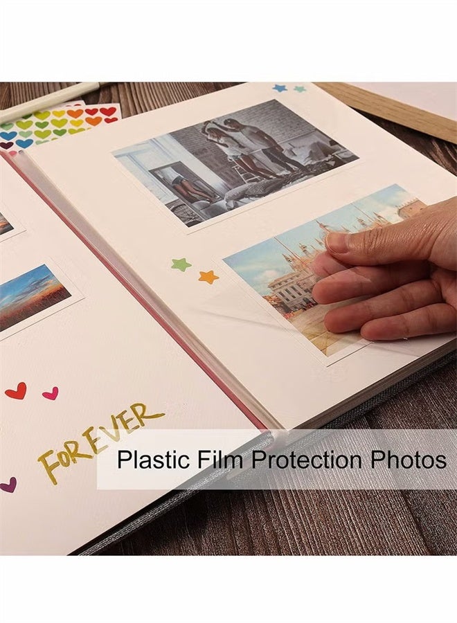 HOMESTAR Photo Album Scrapbook with Window, Linen Self Adhesive Scrap Book, Wedding, Anniversary, Birthday, Valentines Day, Vintage Blank Pages Memory Book - Image 2