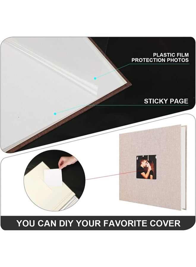HOMESTAR Photo Album Scrapbook with Window, Linen Self Adhesive Scrap Book, Wedding, Anniversary, Birthday, Valentines Day, Vintage Blank Pages Memory Book - Image 4