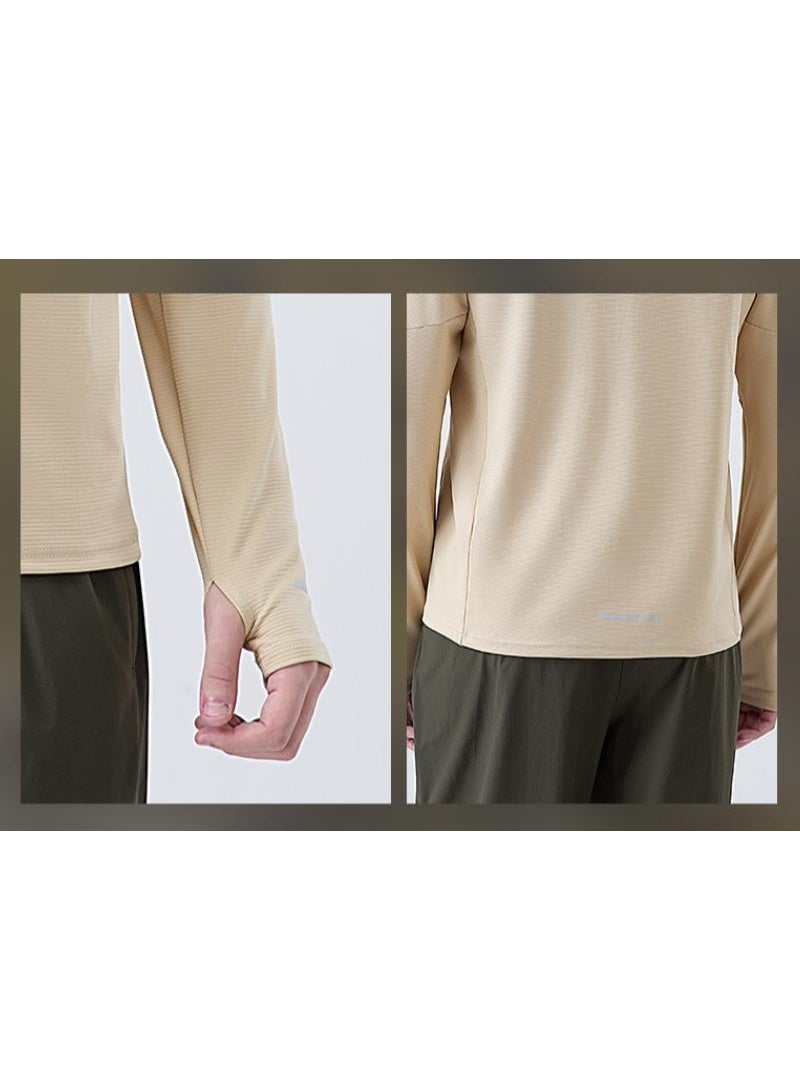 الرجال نصف زيب اللياقة البدنية الأكمام الطويلة ملابس رياضية رقيقة - Image 5