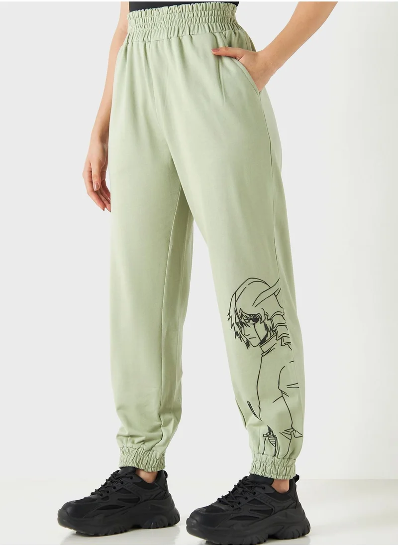 اس بي كاركترز Graphic High Waist Sweatpants