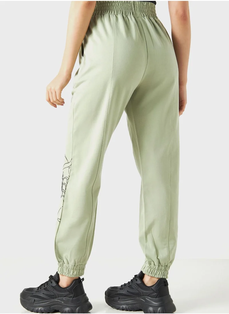 اس بي كاركترز Graphic High Waist Sweatpants