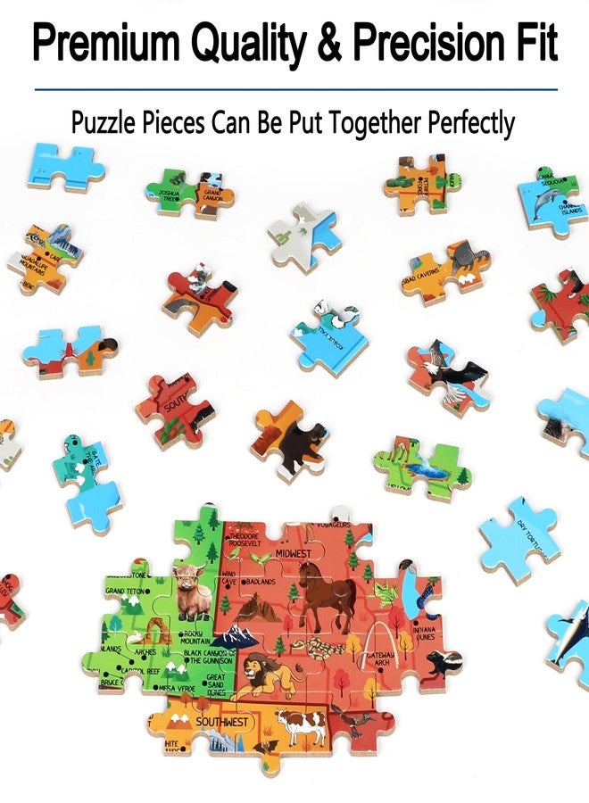 LELEMON United States Puzzles for Kids Ages 4-8,100 Pieces USA Fun America Animal Map Learning Educational Toys for Boys Girls - Image 5