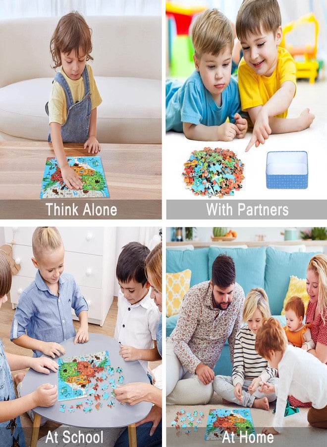 LELEMON United States Puzzles for Kids Ages 4-8,100 Pieces USA Fun America Animal Map Learning Educational Toys for Boys Girls - Image 4