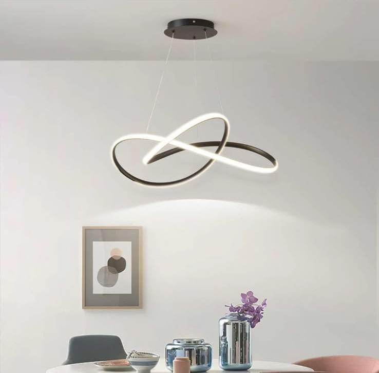 Cruv Modern LED Chandelier, Creative Pendant Lamp with Height-Adjustable Pendant Light, Living Room Chandelier (Black) - Image 5