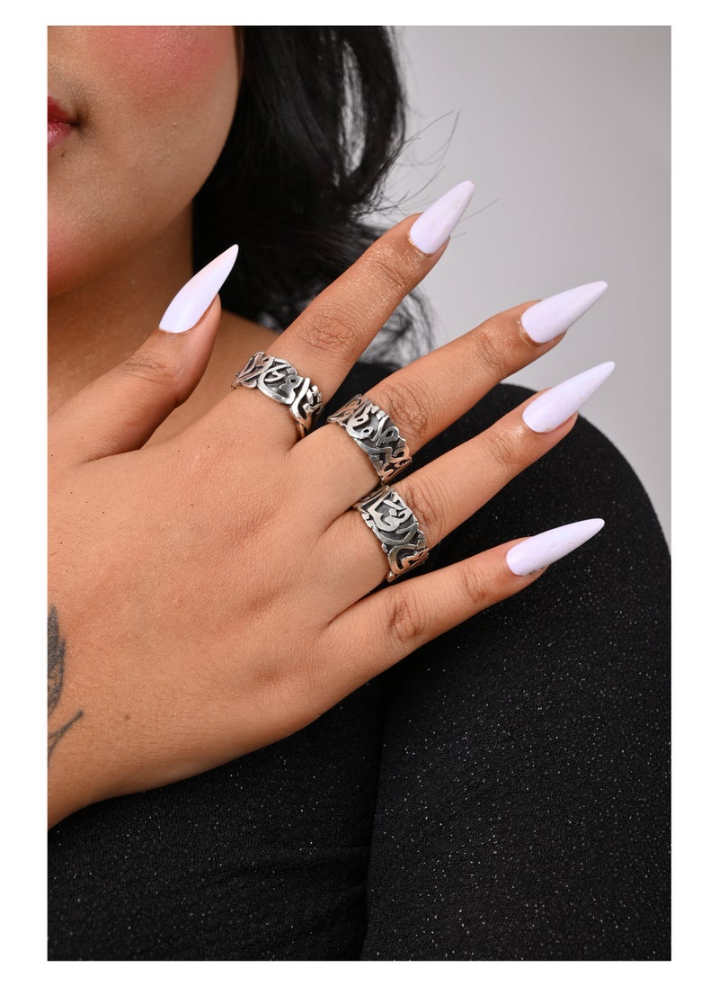 Akhet - A 925 silver ring for women with the Qur’anic verse written on it (For God is the Best Protector and He is the Most Merciful of the Merciful) designed free size - Image 1