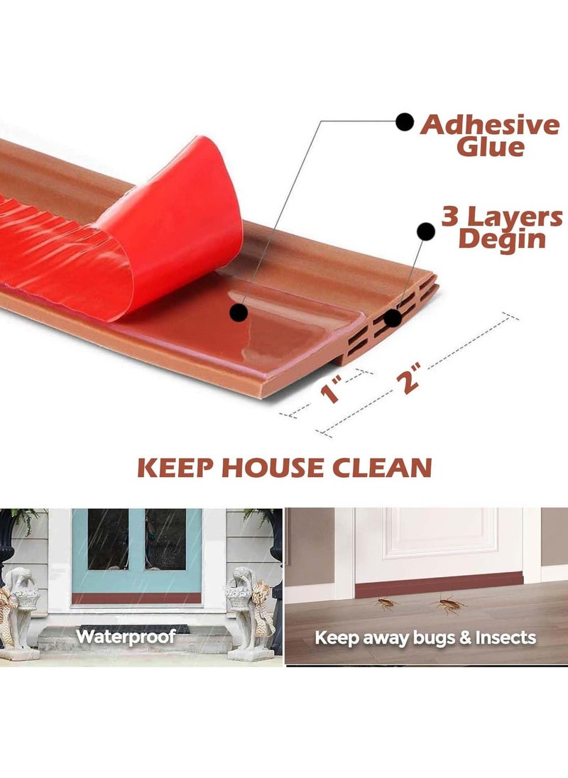 SYKON Door Seal Strip, SYKON Door Sweep, Weather Stripping, Under Door Draft Blocker, Door Gap Seal, Door Insulator, Draft Stoppers for Bottom of Doors Soundproof Wind Blocker, 39"L x2"W1 Meter (Brown)  - Image 2