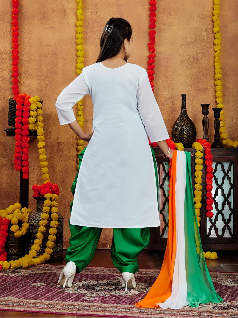 aarikka Aarika Girls White Color Cotton Embroidery Kurti (KURTI-K-181-WHITE-28) - Image 4