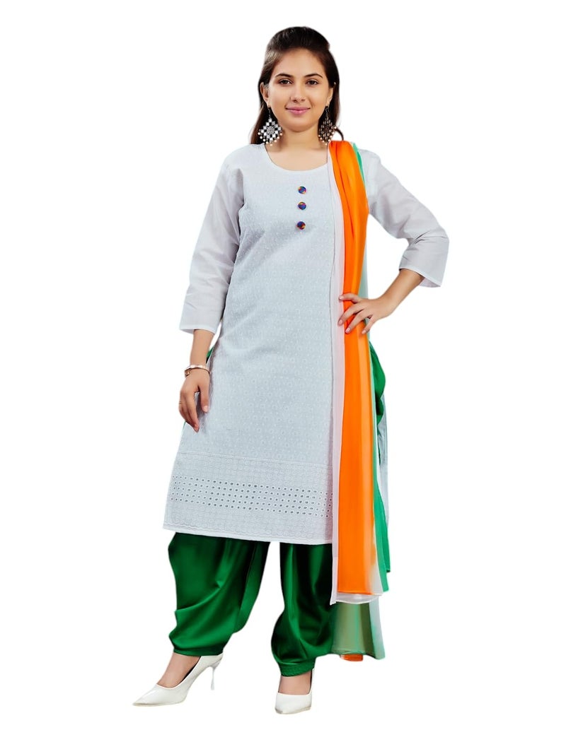 aarikka Aarika Girls White Color Cotton Embroidery Kurti (KURTI-K-181-WHITE-28) - Image 1