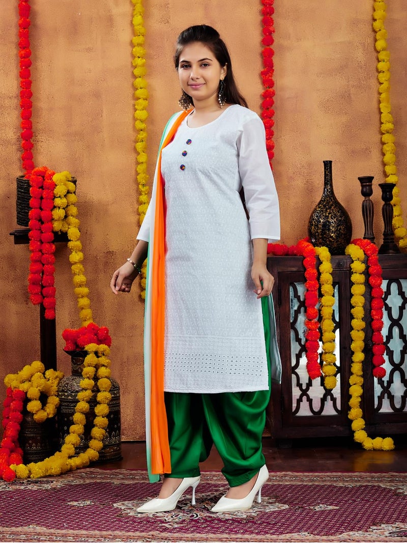 aarikka Aarika Girls White Color Cotton Embroidery Kurti (KURTI-K-181-WHITE-28) - Image 2