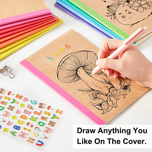 feela 48 Pack Composition Notebooks Bulk, Kraft Cover Lined Blank College Ruled Composition Travel Journals with Rainbow Spines For Women Students Business, 60 Pages, 8.3”x 5.5”, A5, 8 Colors - Image 3