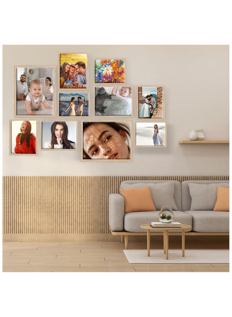 Soofam 10 Piece Picture Frame , Wall Gallery Photo Frames with Two 20x25CM, Four 13x18CM, Four 10x15CM, Wood Multi Photo Frames Collage with Stands for Wall Mounting or Table Top Display Rustic Home Decor - Image 2