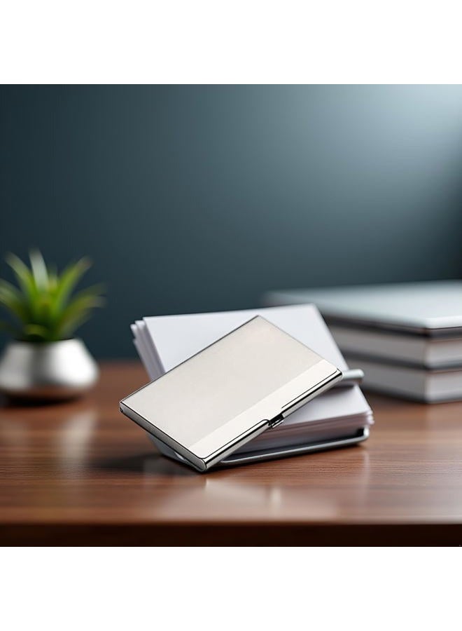 Zhuluck 1Pc Silver Professional Business Card Holder Stainless Steel Pocket Name Card for Case Holds Up to 18 Cards for Clients Associ, Business Card Holders - Image 4