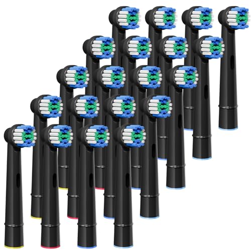 GENKENT 20 Replacement Heads, Toothbrush Heads Compatible with Oral B, Black - Image 1