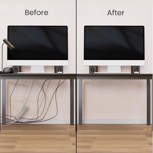 EVEO Cable Management Under Desk Kit (6 Units) - Under Desk Cable Management Cord Hider, Cable Hider Cord Management, Cable Organizer, Cable Raceway | Self-Adhesive 96'' J Channel 6X16 - Black - Image 4