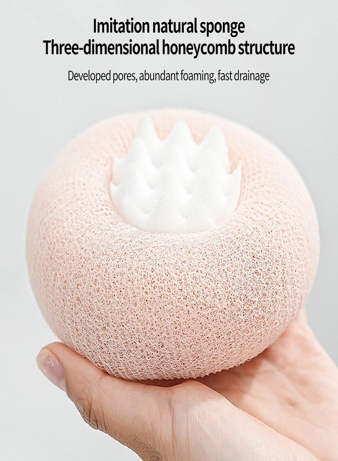 Uhfsyut 2-in-1 Sunflower Shower Sponge with Suction Cup | Exfoliating Bath Sponge for Soft Skin | Hypoallergenic & Eco-Friendly Body Scrubber for Spa-Like Luxury (Meat Powder Light Green) - Image 3