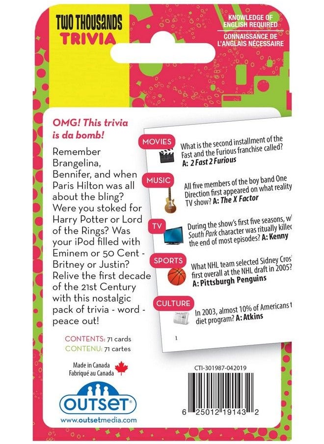 Outset Media - 2000 A Decade Of Trivia Travel Pack Card Game For Ages 12 And Up - Image 1