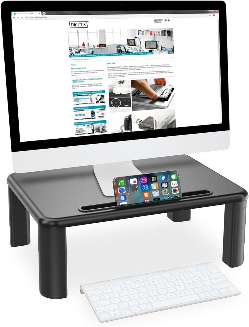 DIGITUS Ergonomic Monitor Raiser - 3 Heights Screen Stand - Load Capacity 10kg - Tablet & Smartphone Stand - Image 4
