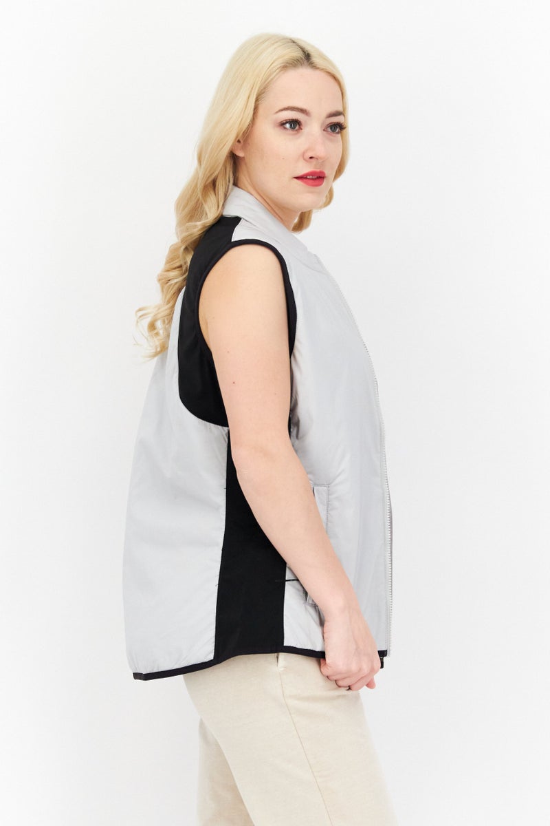 Lyle & Scott Women Brand Logo Vest Jacket, Grey - Image 3