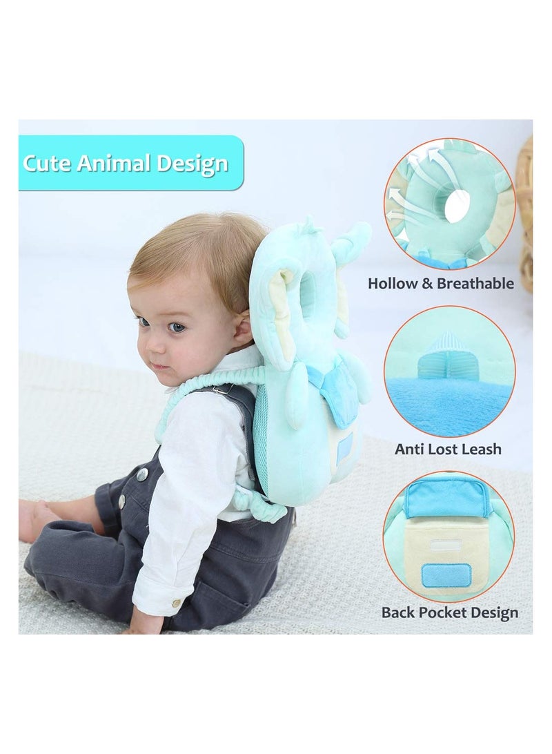KASTWAVE Baby Head Protector, with Baby Knee Pads, Baby Walker Head Protector, Baby Head Protector Backpack Pillow, Toddlers Head Safety Pad Adjustable Backpack, Baby Back Protection for Crawling, Elephant  - Image 3