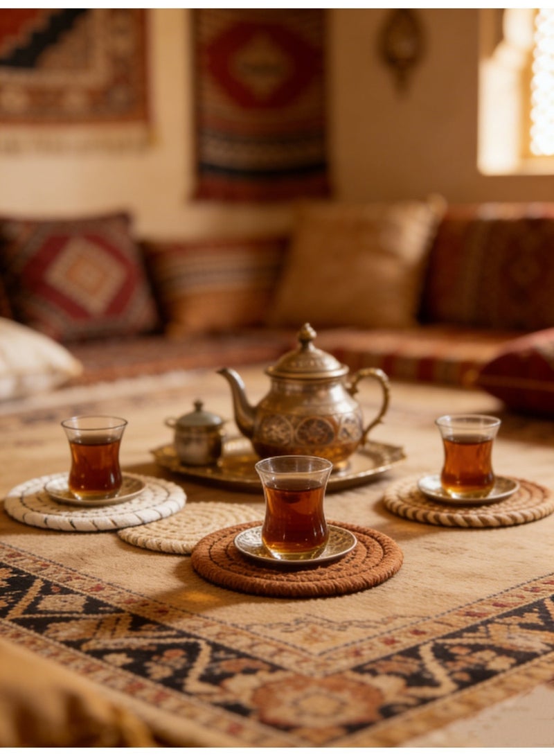صحة هوم طقم قواعد أكواب من القطن المنسوج 9 قطع مع حامل، مقاومة للحرارة، ماصة، مانعة للانزلاق، دائرية للأكواب، 11 سم - Image 3